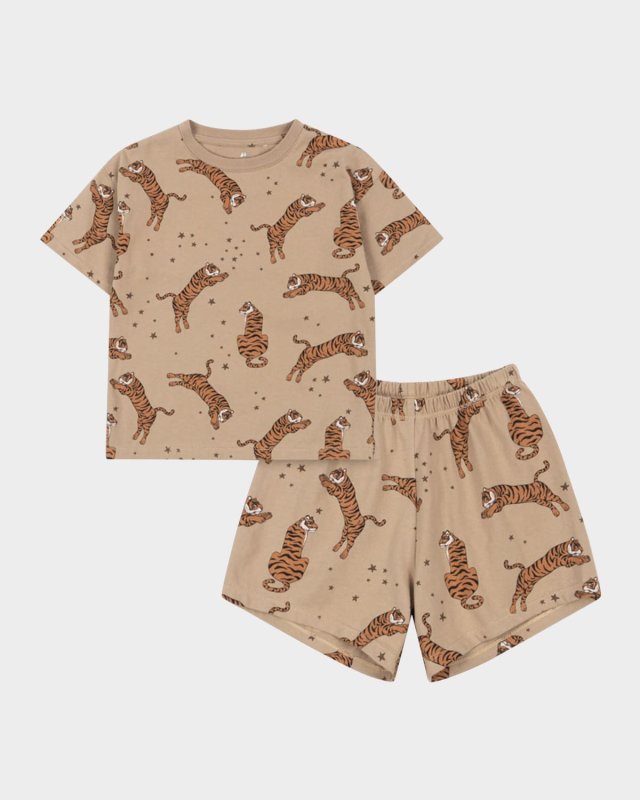 Kid's Lin Tiger Short Set, Size 9M-6